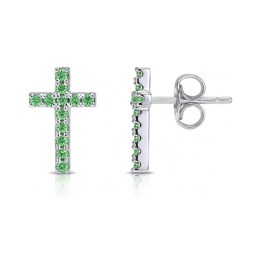 Cross CZ Stud Earrings in Sterling Silver