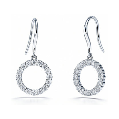 Open Circle CZ Necklace and Earrings in Sterling Silver