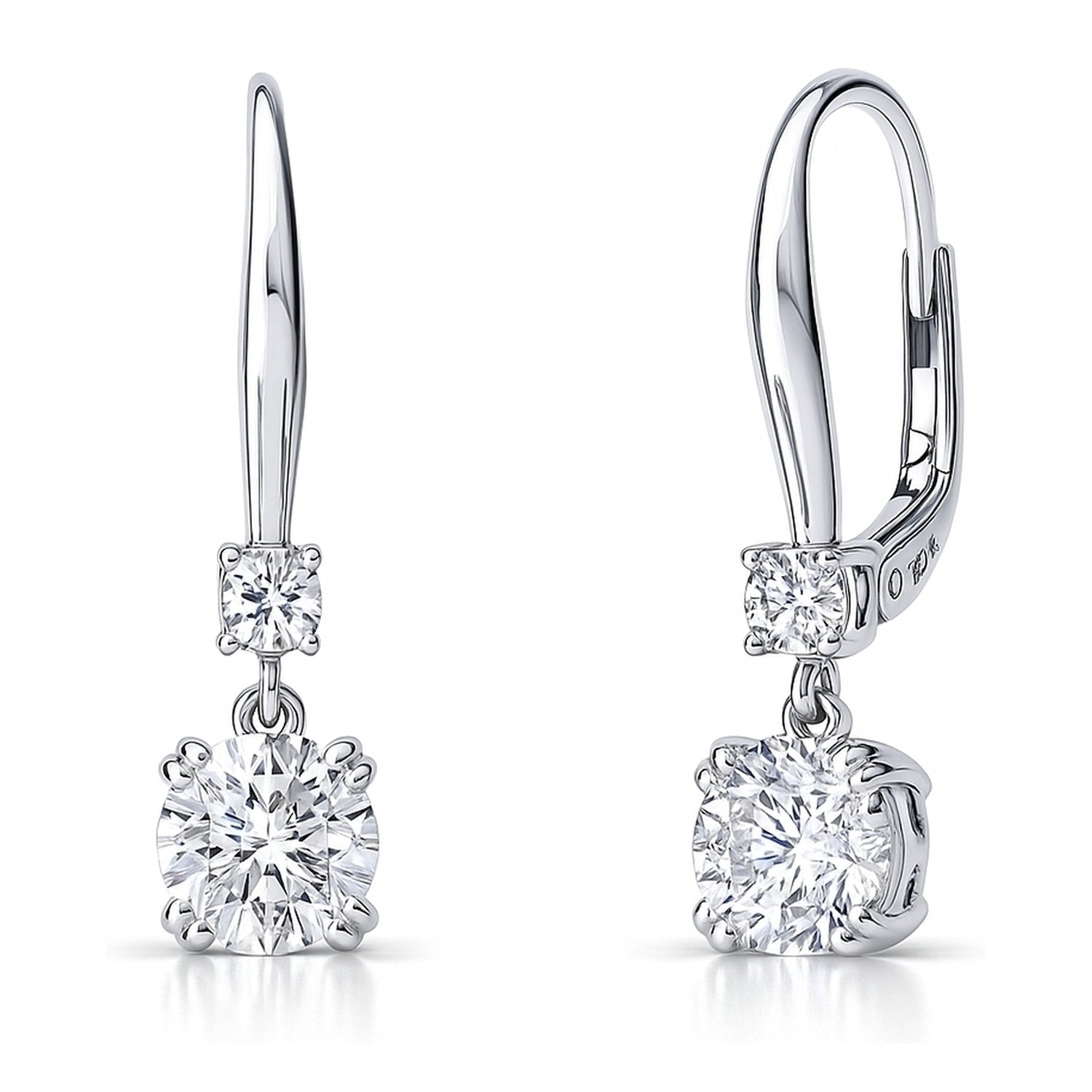 Solitaire CZ Leverback Earrings in Sterling Silver, 6mm