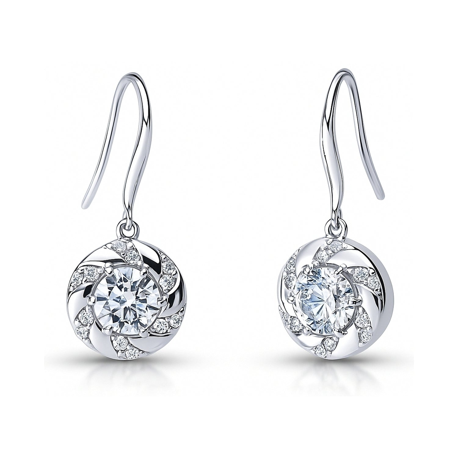 Wreath Woven CZ Fish Hook Earrings in Sterling Silver, 1 of 4