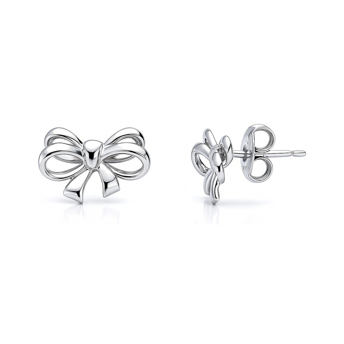 Bow Tie Ribbon CZ Stud Earrings in Sterling Silver