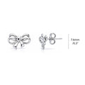 Bow Tie Ribbon CZ Stud Earrings in Gold Flashed Sterling Silver, Rhodium Plated