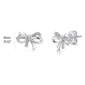 Bow Tie Ribbon CZ Stud Earrings in Sterling Silver, Style 2