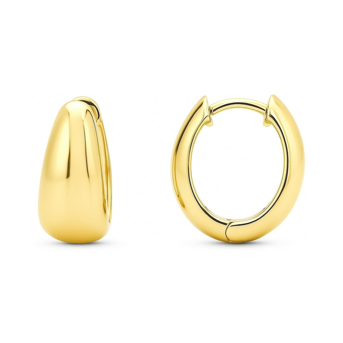 Oval Dome Small Huggie Earrings in Sterling Silver 0.6"