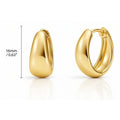 Oval Dome Small Huggie Earrings in Sterling Silver 0.6 inch, Yellow Gold Flashed
