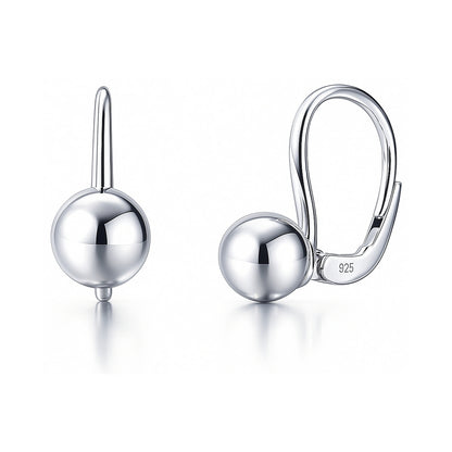 Ball Bead Leverback Earrings in Sterling Silver