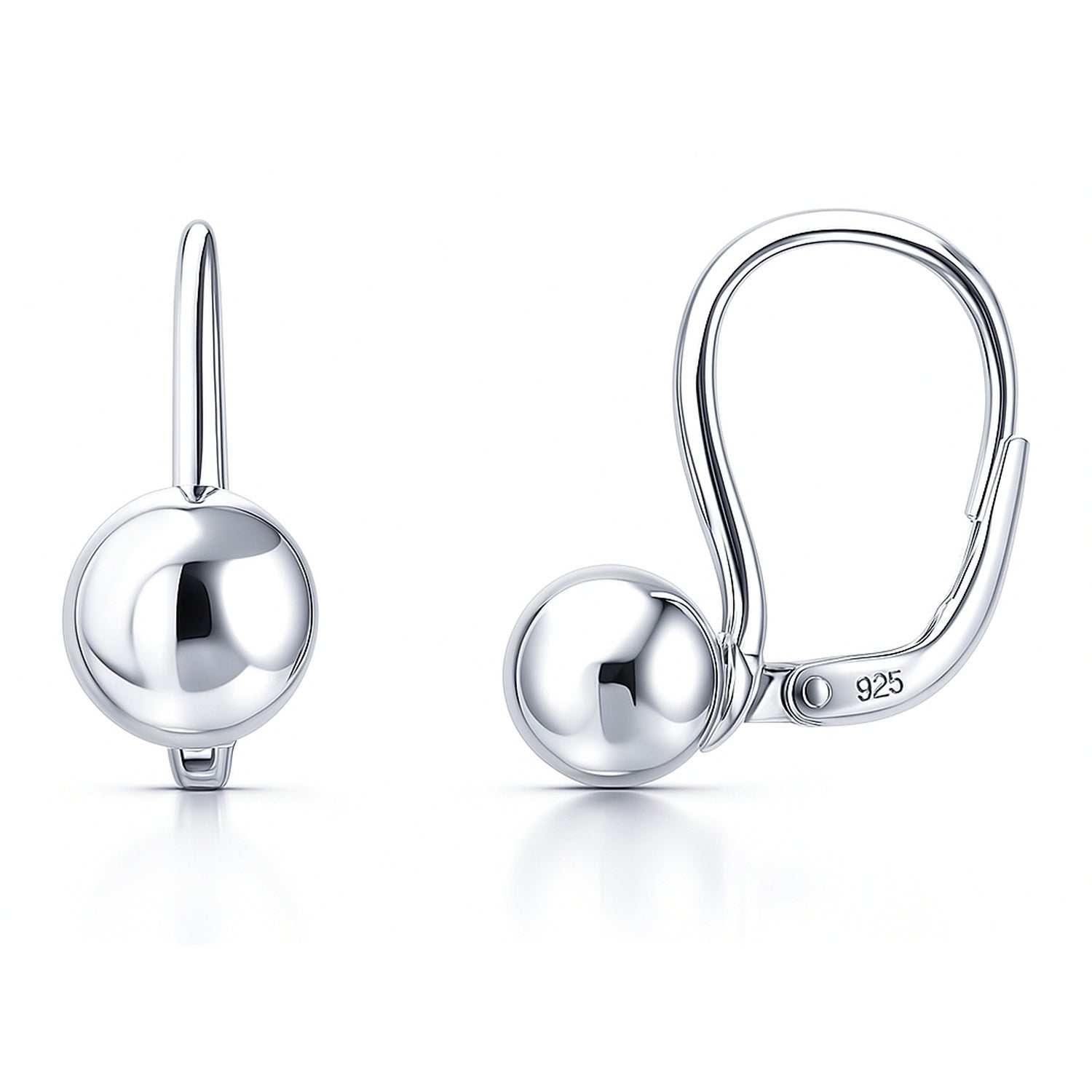 Ball Bead Leverback Earrings in Sterling Silver, 4 of 5