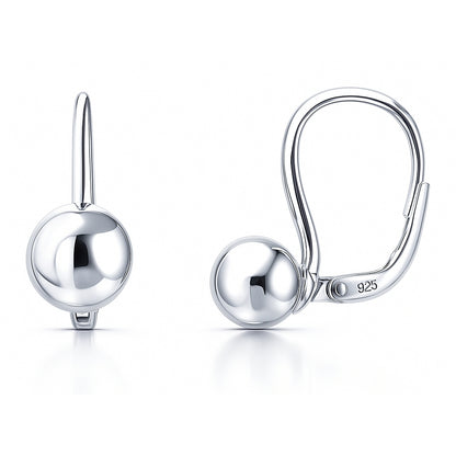 Ball Bead Leverback Earrings in Sterling Silver
