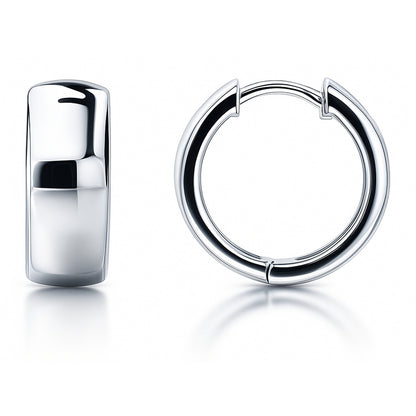 Dome Small Hoop Earrings in Sterling Silver 0.7"