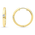 Solitaire CZ Small Hoop Earrings in Gold Flashed Sterling Silver, 0.8 inch