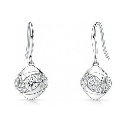 Woven CZ Fish Hook Earrings in Sterling Silver