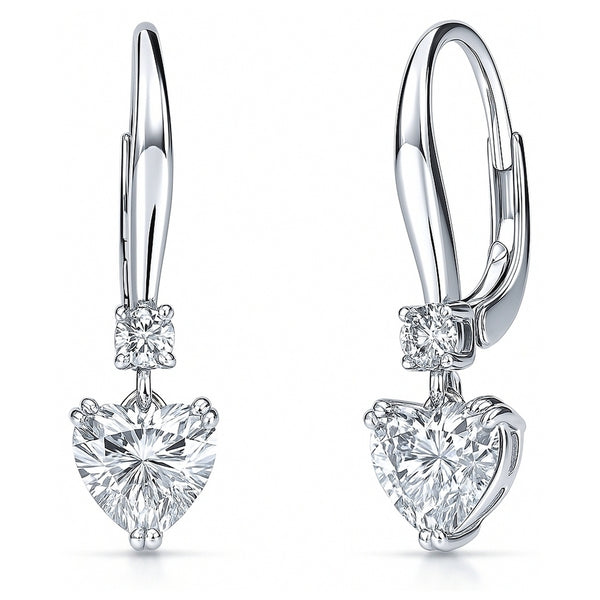 Sterling Silver Solitaire 2.2ct Heart CZ Leverback Earrings – BERRICLE