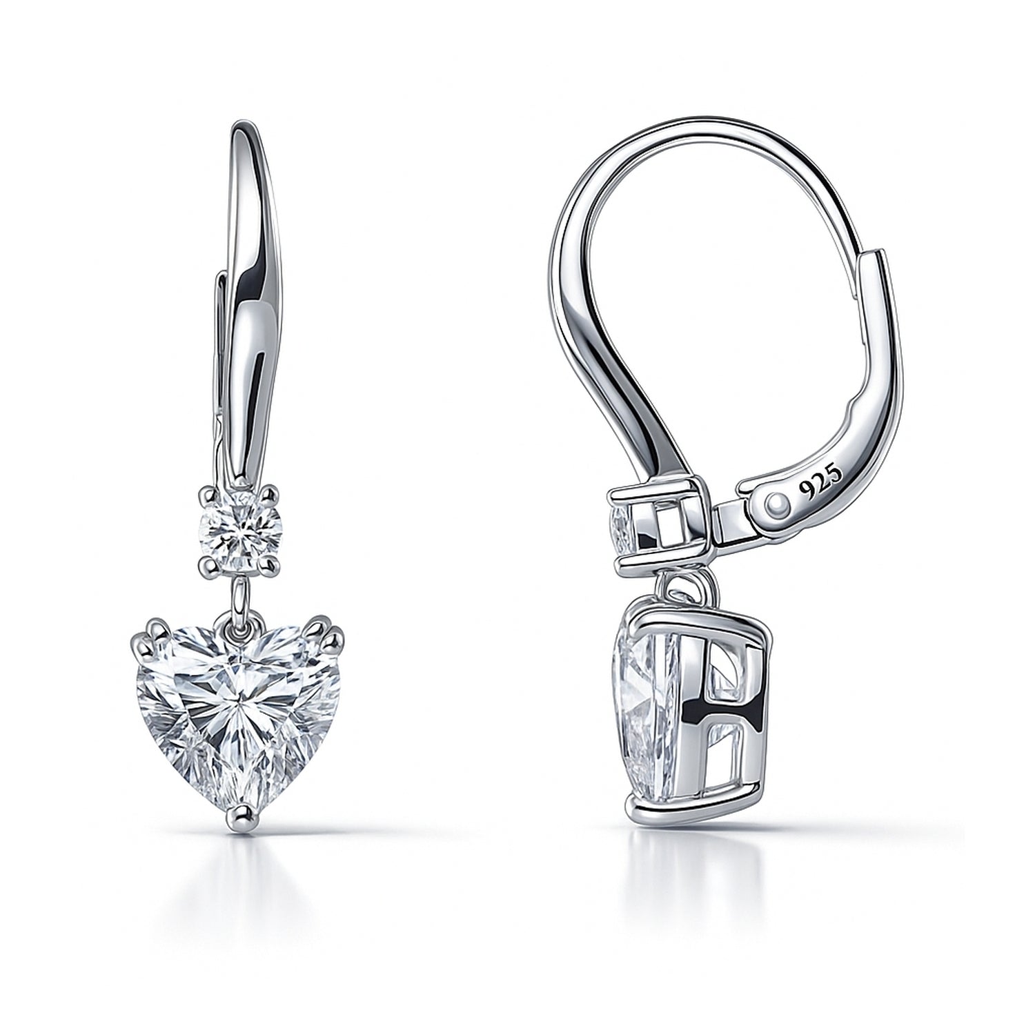 Sterling Silver Solitaire 2.2ct Heart CZ Leverback Earrings – BERRICLE Sterling Silver Solitaire 2.2ct Heart CZ Leverback Earrings – BERRICLE