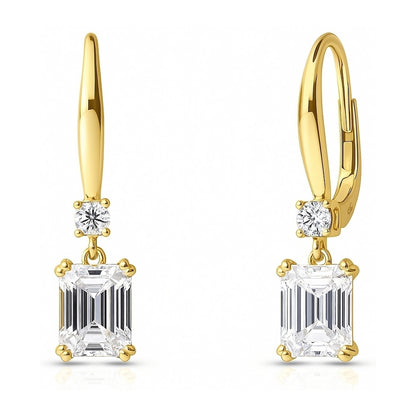 Solitaire CZ Earrings in Gold Flashed Sterling Silver, 2 Pairs