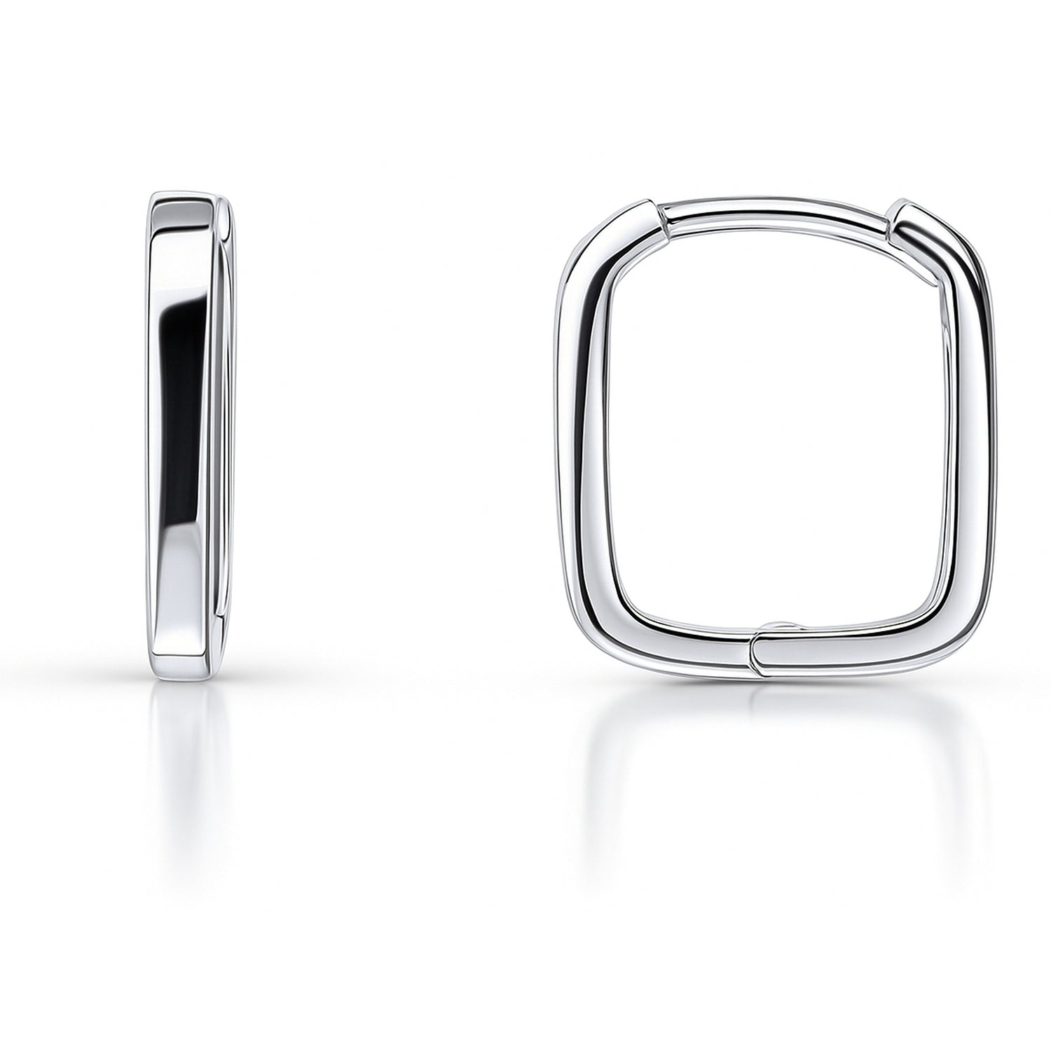 Rectangle Small Hoop Earrings in Sterling Silver 0.6"