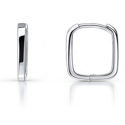 Rectangle Small Hoop Earrings in Sterling Silver 0.6"