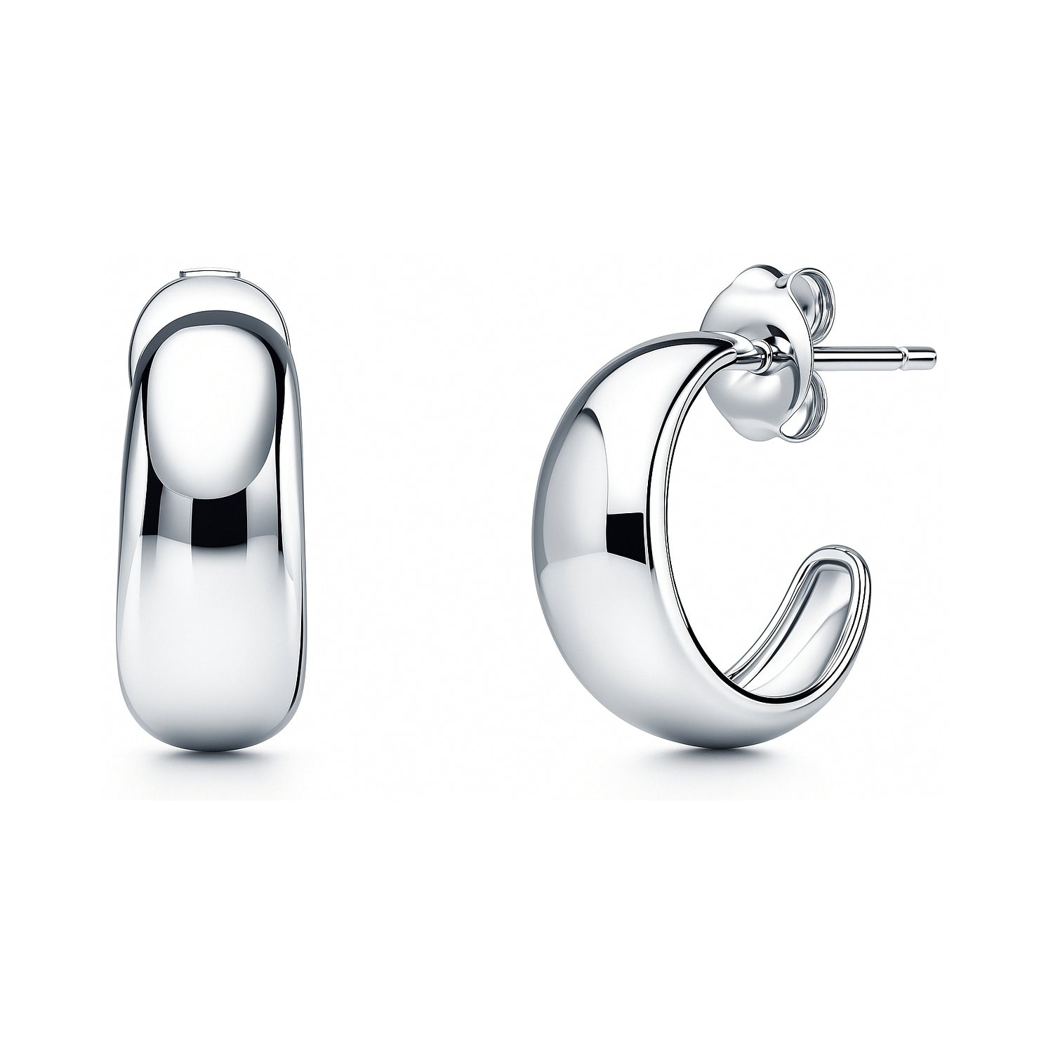 Dome Small Hoop Earrings in Sterling Silver 0.6 inch, 1 of 4