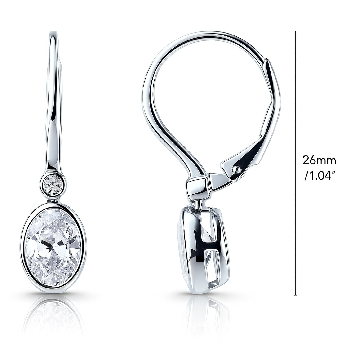 Sterling Silver Cubic Zirconia CZ Leverback Dangle Earrings #E1780