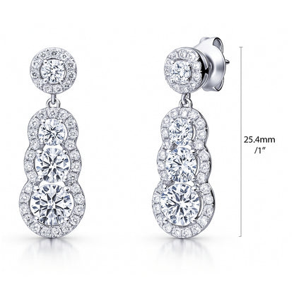 Graduated Halo CZ Earrings in Sterling Silver