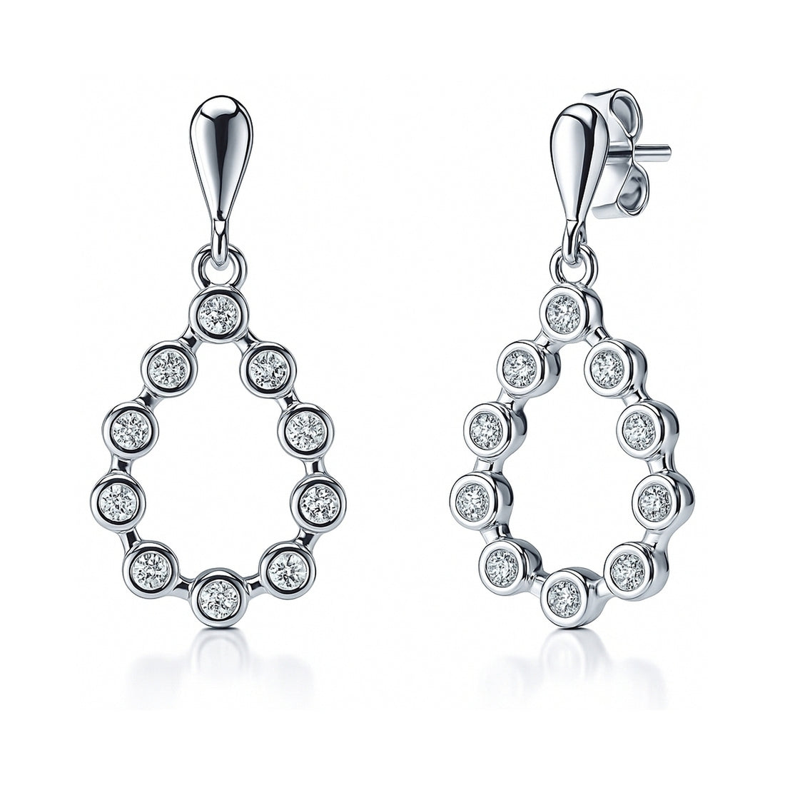 Bubble Teardrop CZ Earrings in Sterling Silver