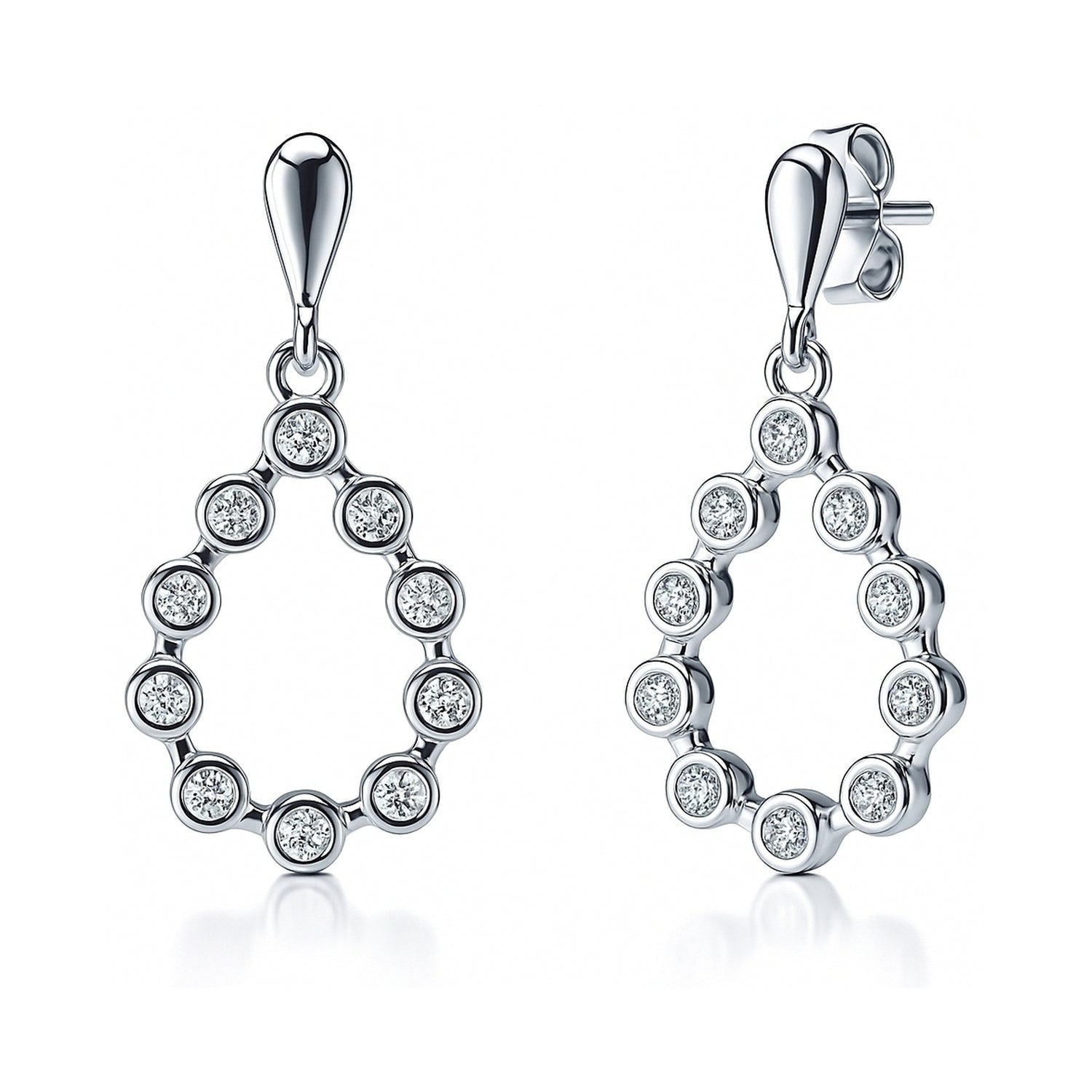 Bubble Teardrop CZ Earrings in Sterling Silver, 1 of 3