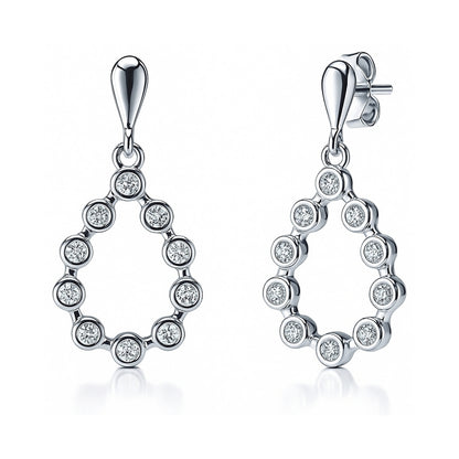 Bubble Teardrop CZ Earrings in Sterling Silver