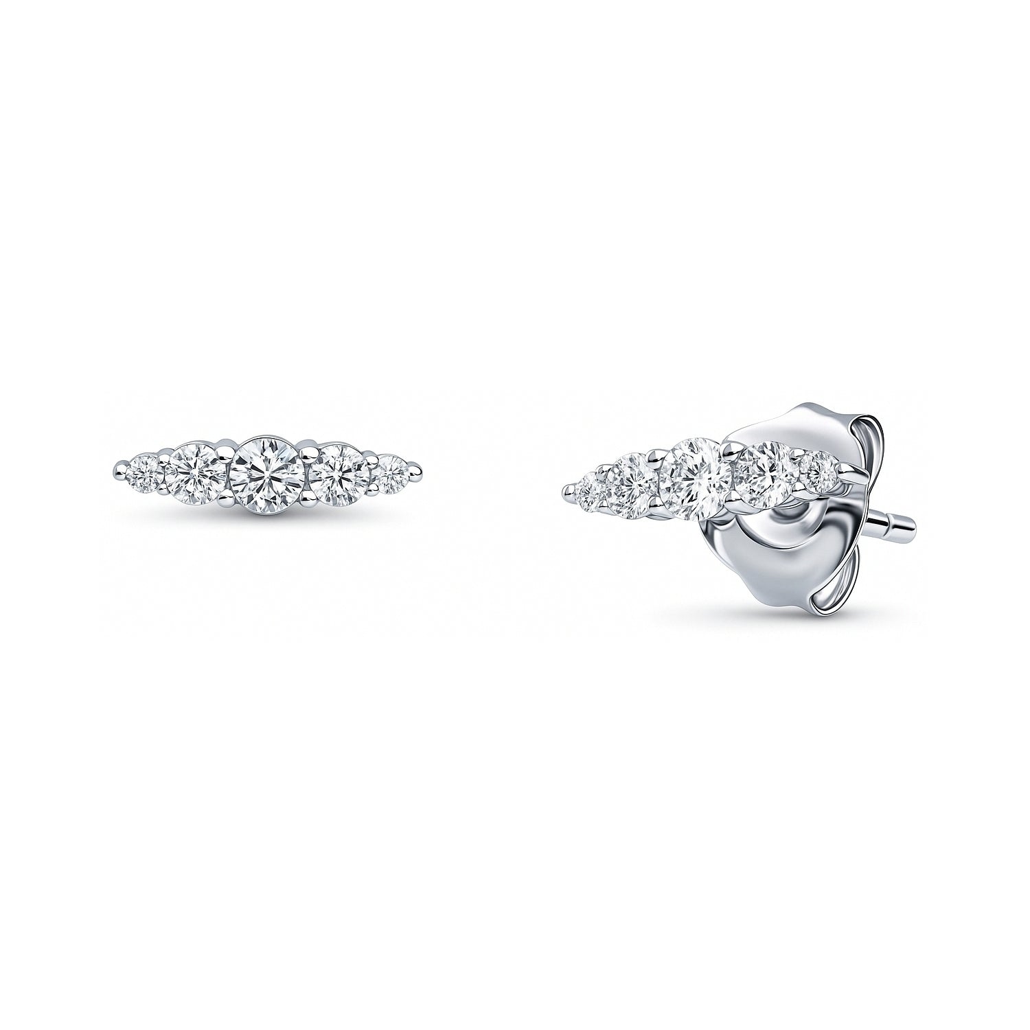 Bar CZ Stud Earrings in Sterling Silver