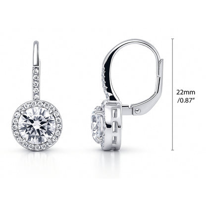 Solitaire 2.5ct CZ Leverback Earrings in Sterling Silver
