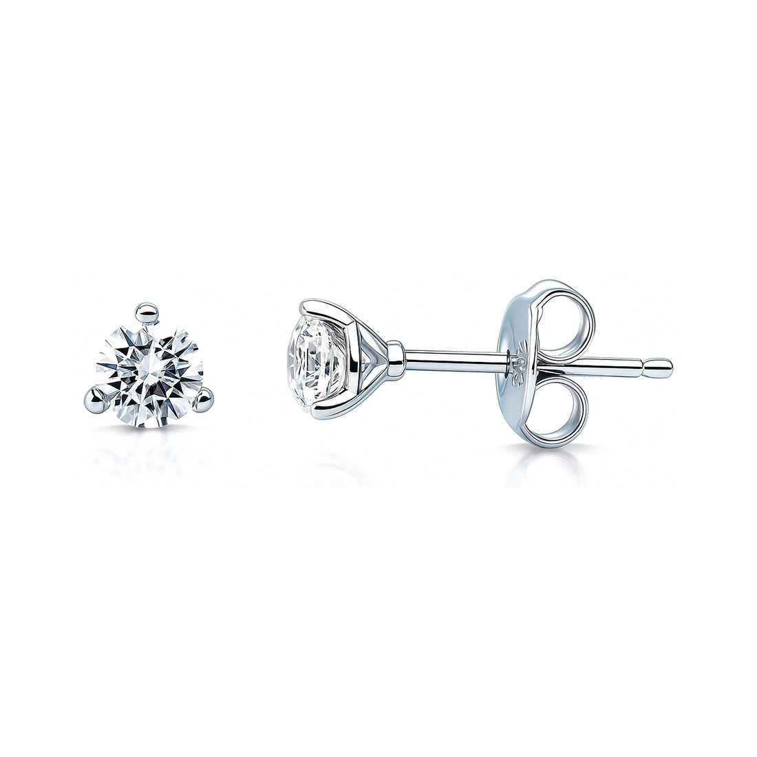 Solitaire CZ Stud Earrings in Sterling Silver