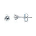 Solitaire CZ Stud Earrings in Sterling Silver, 4mm