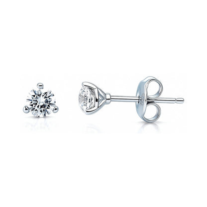 Solitaire Starburst CZ Earrings Set in Sterling Silver, 2 Pairs