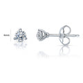 Solitaire CZ Stud Earrings in Sterling Silver, 4mm