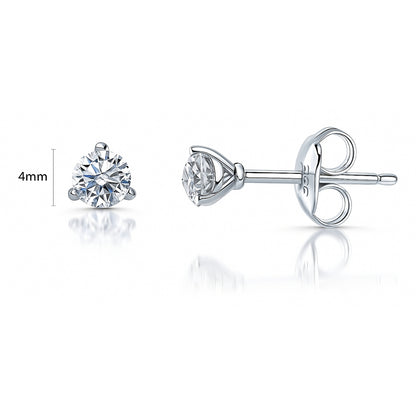Solitaire Starburst CZ Earrings Set in Sterling Silver, 2 Pairs