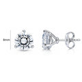 Solitaire CZ Stud Earrings in Sterling Silver, 8mm