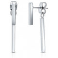 Bar Earrings, Rhodium Plated