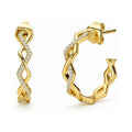 Woven CZ Small Hoop Earrings in Sterling Silver 0.8 inch, Yellow Gold Flashed