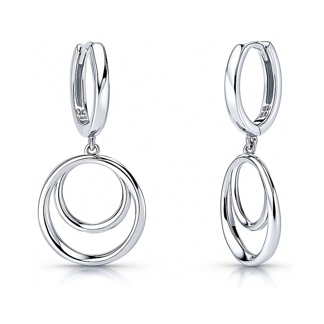 Open Circle Dangle Earrings in Sterling Silver