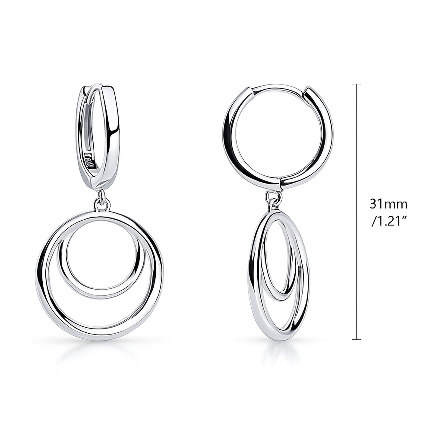 Open Circle Dangle Earrings in Sterling Silver, 4 of 8
