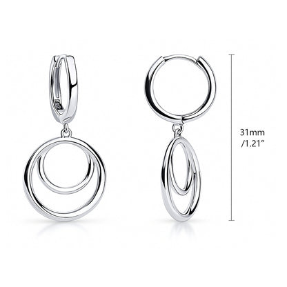 Open Circle Dangle Earrings in Sterling Silver