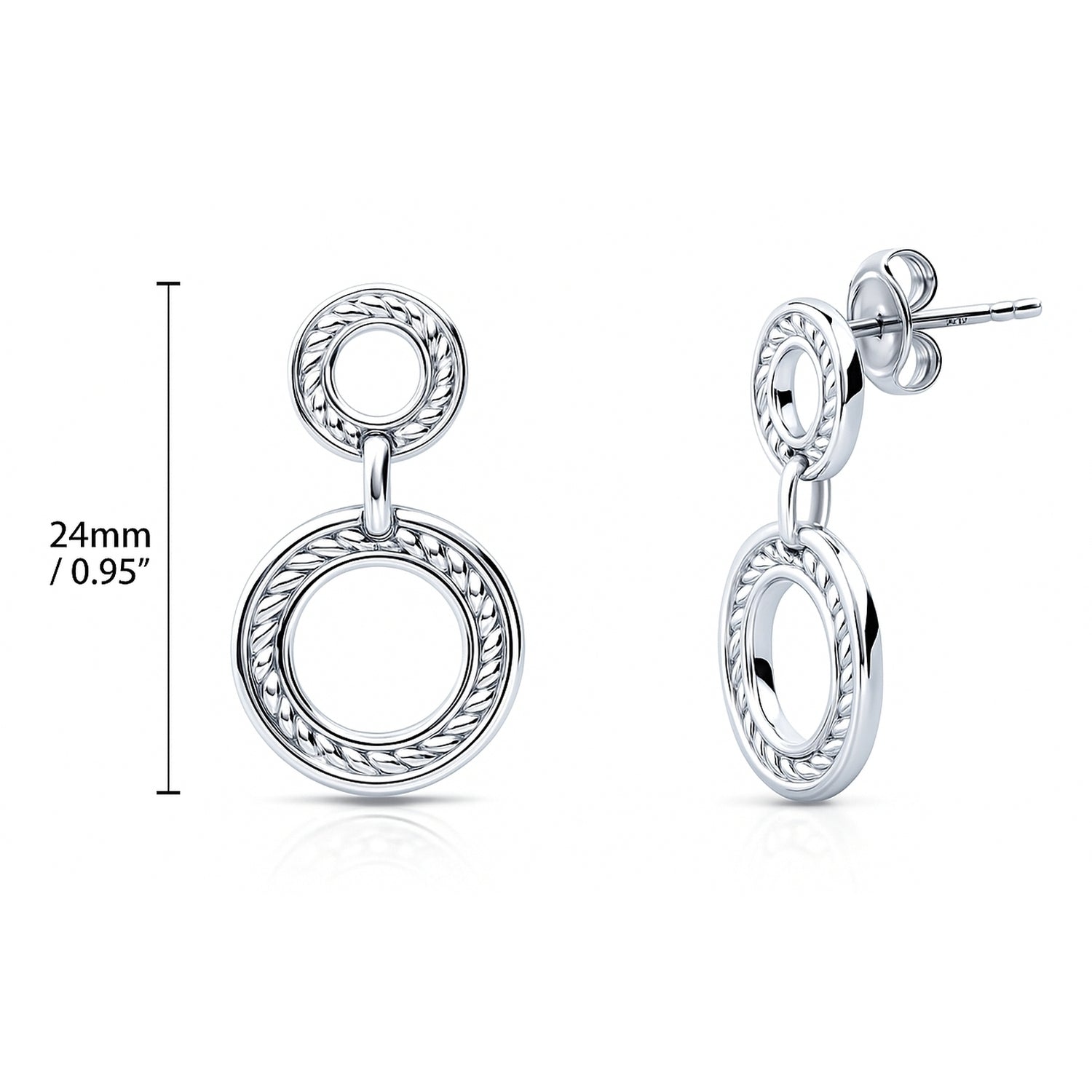 Open Circle Cable Woven Earrings in Sterling Silver