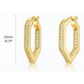 Hexagon CZ Small Inside-Out Hoop Earrings in Sterling Silver 0.8 inch, Yellow Gold Flashed