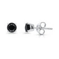 Solitaire Black CZ Stud Earrings in Sterling Silver, 5mm
