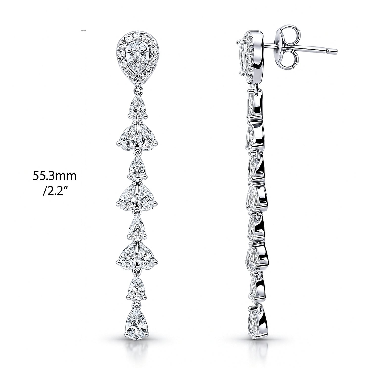 Teardrop CZ Chandelier Earrings in Sterling Silver