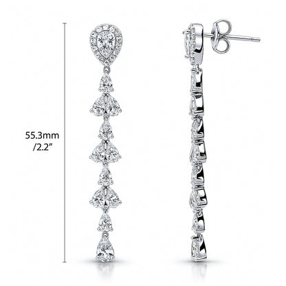 Teardrop CZ Chandelier Earrings in Sterling Silver