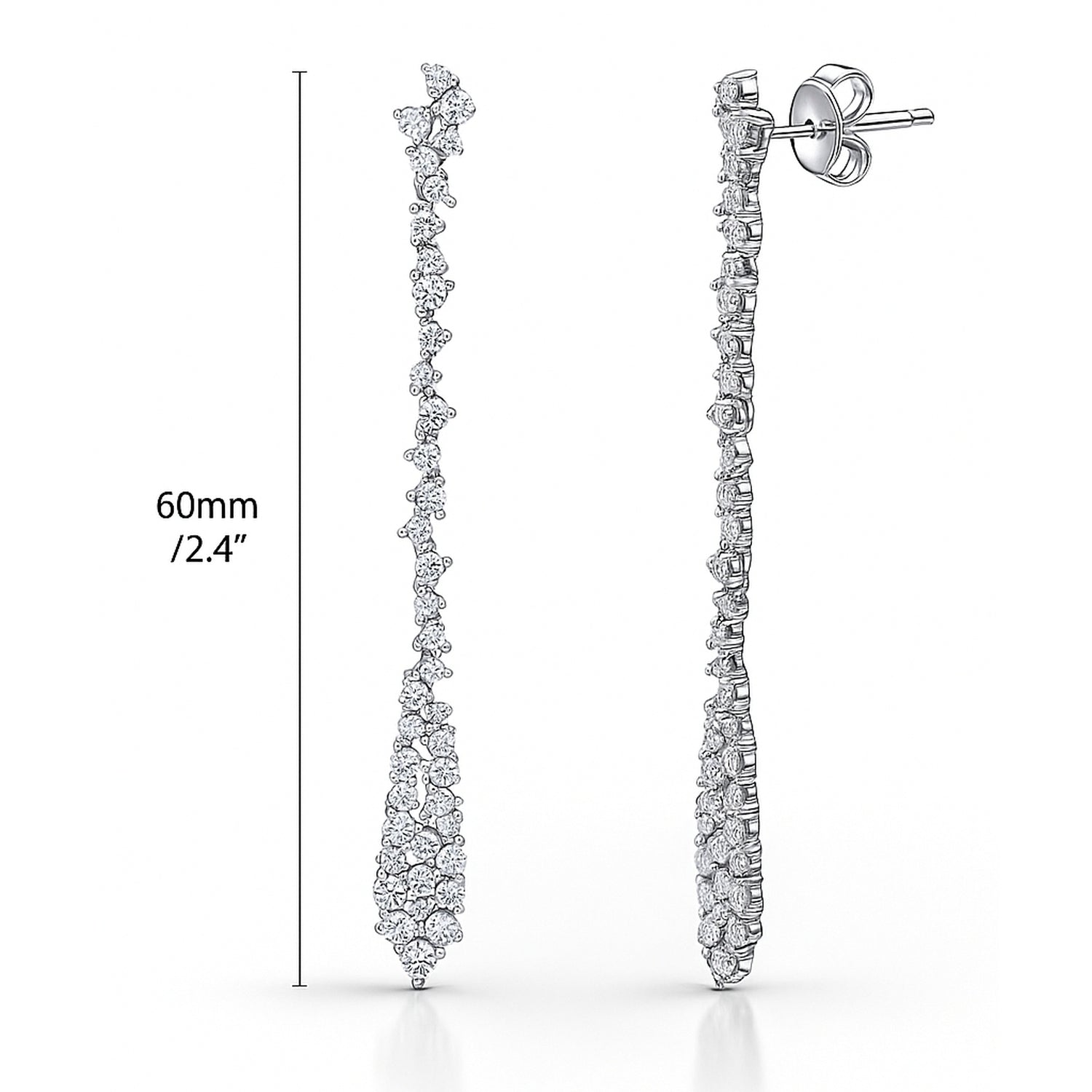 Cluster Teardrop CZ Earrings in Sterling Silver, 4 of 7
