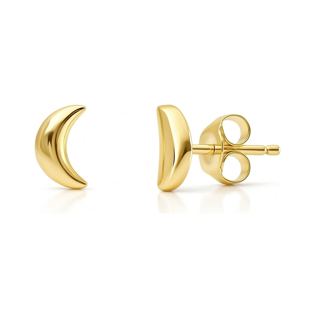 Crescent Moon Cartilage Stud Earrings in Sterling Silver