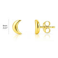 Crescent Moon Cartilage Stud Earrings in Sterling Silver, Yellow Gold Flashed