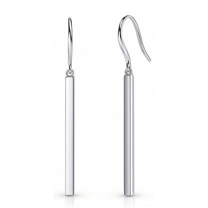 Bar Fish Hook Earrings in Sterling Silver