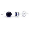 Solitaire 1.6ct CZ Cartilage Stud Earrings in Sterling Silver, Sapphire Color