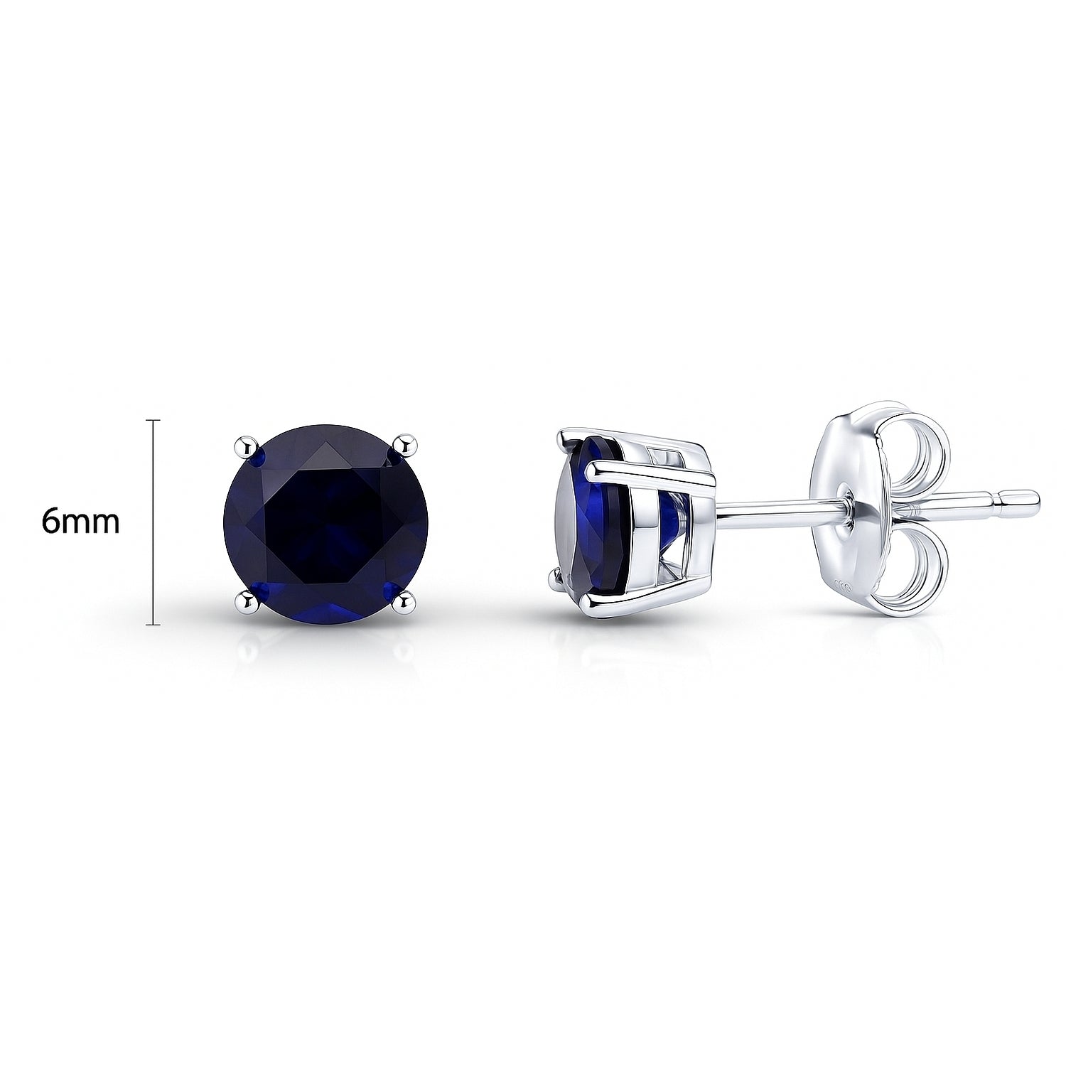 Solitaire 1.6ct CZ Cartilage Stud Earrings in Sterling Silver, Sapphire Color